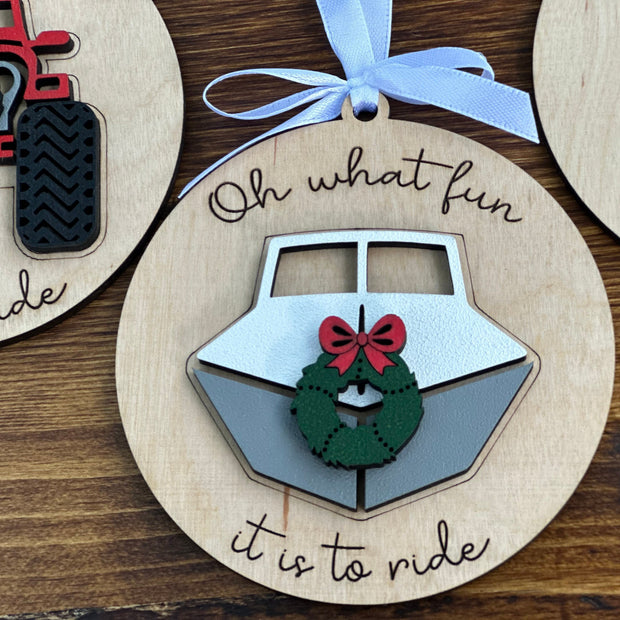Fun To Ride Christmas Vehicle Ornament