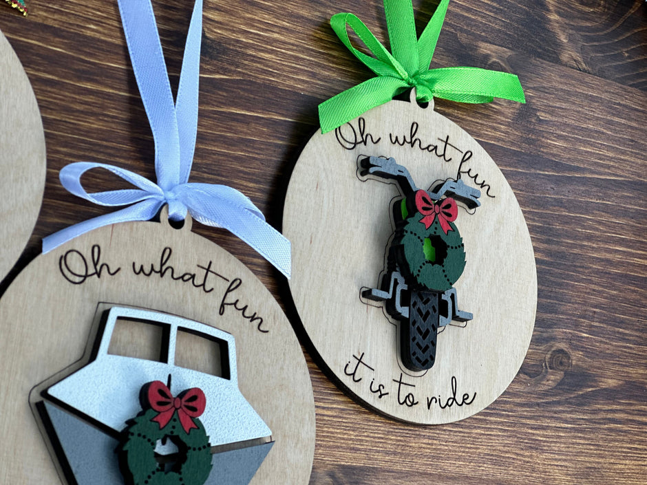 Fun To Ride Christmas Vehicle Ornament
