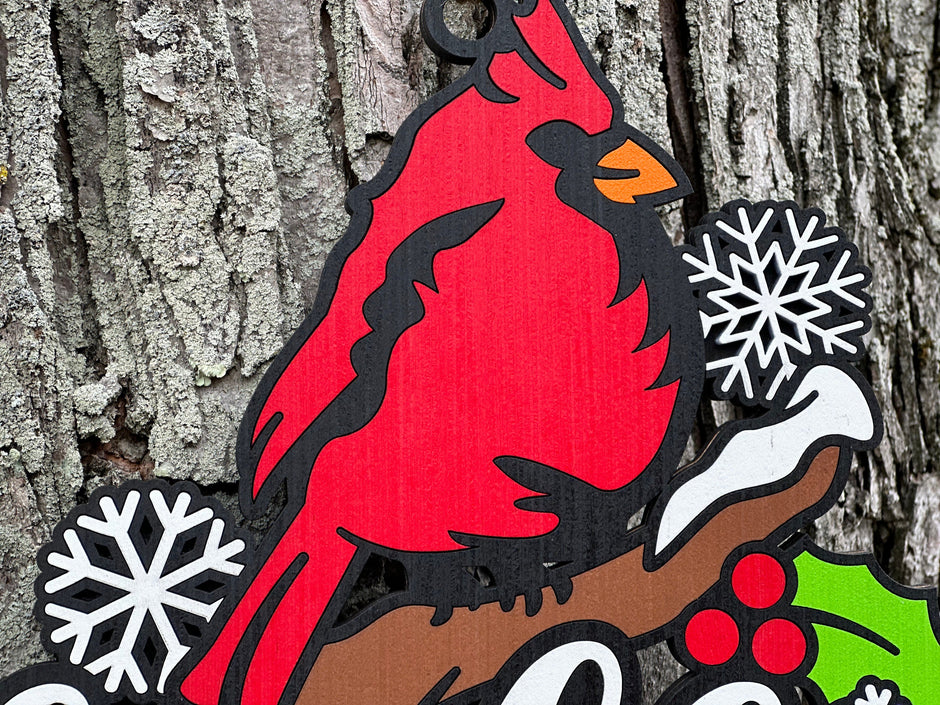 Hello Winter Door Sign with Cardinal