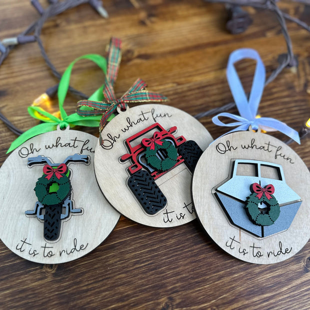 Fun To Ride Christmas Vehicle Ornament