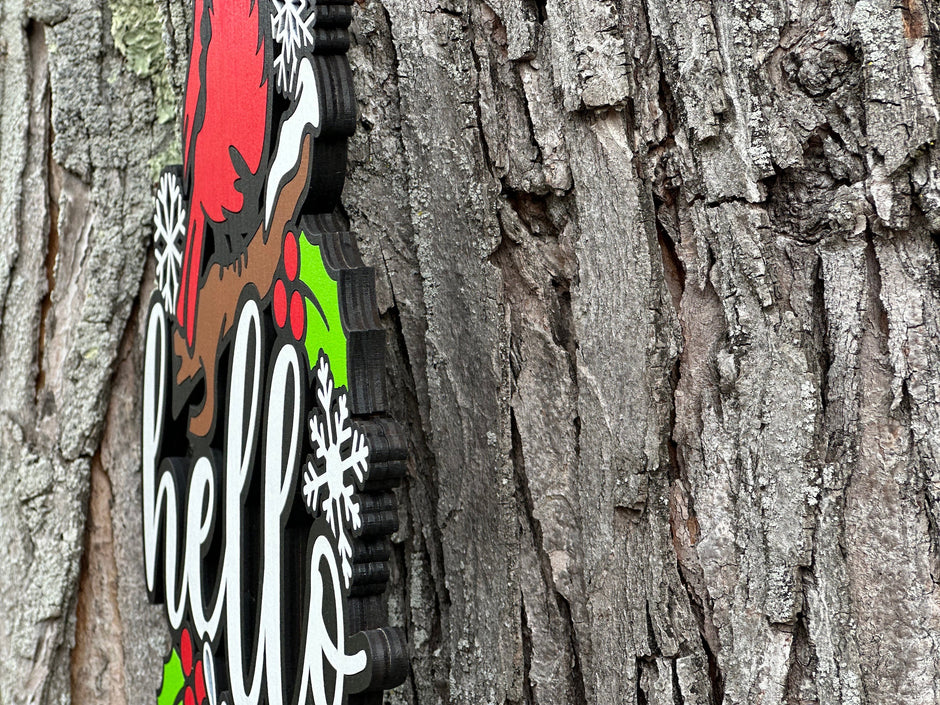 Hello Winter Door Sign with Cardinal