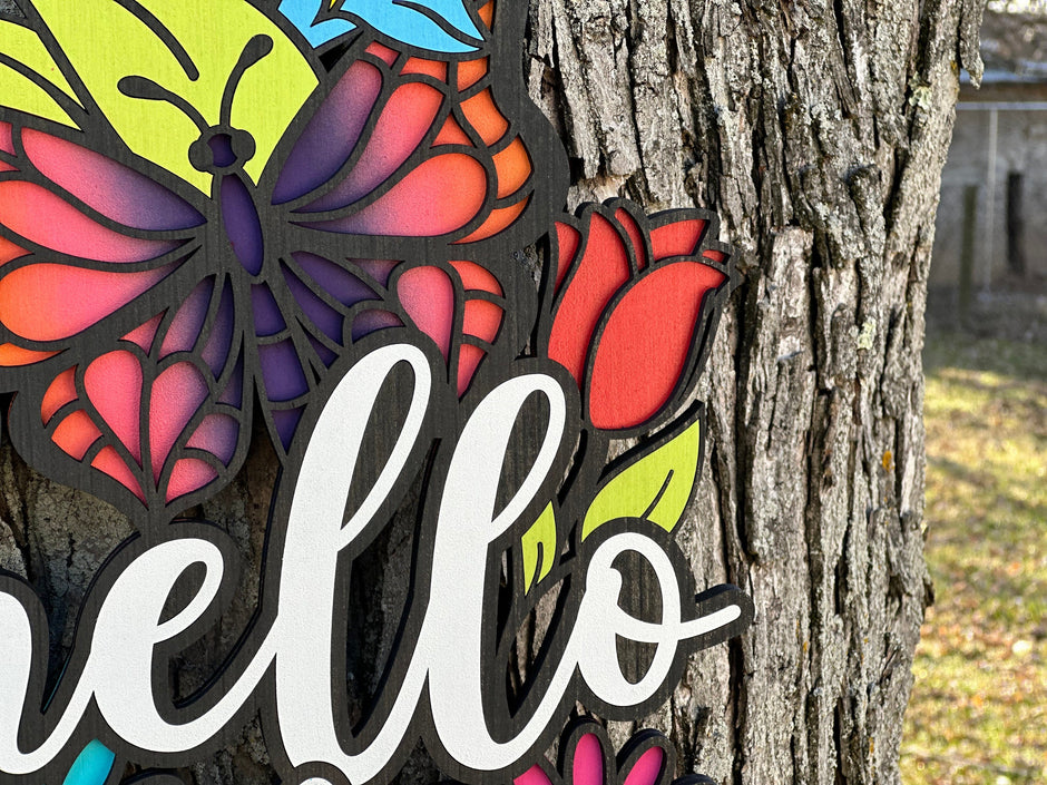 Hello Spring Door Sign