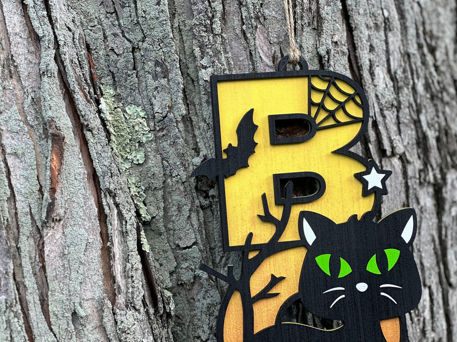 Black Cat Halloween Door Sign