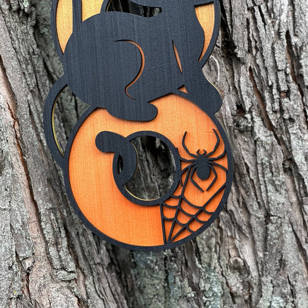 Black Cat Halloween Door Sign